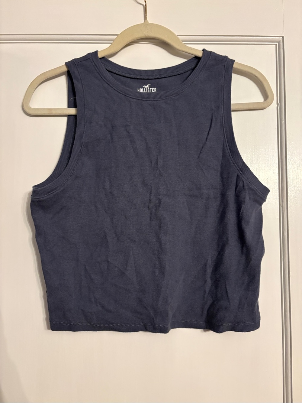 Hollister Blue Ribbed Cropped Halter Top